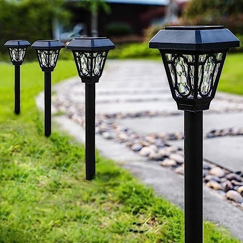 LAMTREE 12 Pack Solar Lights Outdoor Waterproof, 3 Lumens Cool White Led with Cute Pattern, for Pathway,Path, Patio, Yard, Driveway, Walkway, Lawn and Garden