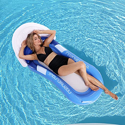 Joliyoou Pool Float with Canopy, Inflatable Pool Lounge with Shade for Adults, Inflatable Rafts for Swimming Pool Party Water Mat