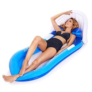 Joliyoou Pool Float with Canopy, Inflatable Pool Lounge with Shade for Adults, Inflatable Rafts for Swimming Pool Party Water Mat