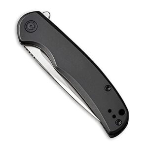 CIVIVI NOx Frame Lock Pocket Knife, Flipper Folding Knife with 2.97" Nitro-V Blade Stainless Steel Handle, Reversible Pocket Clip C2110B (Black)