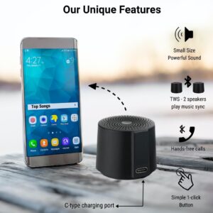 HOAIYO TWS Portable Wireless Speaker with Built in Mic and Play 2 Speakers Together (Gold)