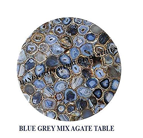 15" Agate Table Tops ALL COLOURS, Natural Agate Table, Agate Side Table, Agate Coasters, Agate Patio Table, Modern Home Decor Furniture Agate Gift (BLUE, AGATE)