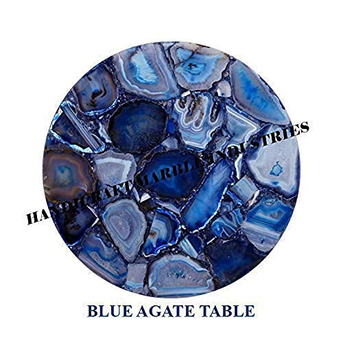 15" Agate Table Tops ALL COLOURS, Natural Agate Table, Agate Side Table, Agate Coasters, Agate Patio Table, Modern Home Decor Furniture Agate Gift (BLUE, AGATE)