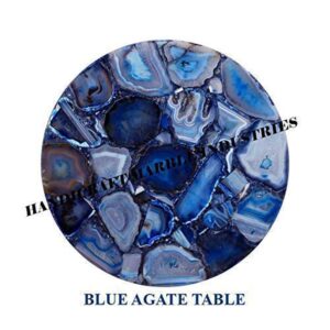 15" Agate Table Tops ALL COLOURS, Natural Agate Table, Agate Side Table, Agate Coasters, Agate Patio Table, Modern Home Decor Furniture Agate Gift (BLUE GREY MIX, AGATE)
