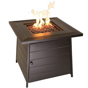 endless summer, the anderson, 28" square steel mantel outdoor propane fire pit, includes lava rock and table insert