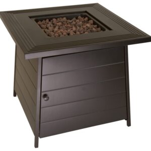 Endless Summer, The Anderson, 28" Square Steel Mantel Outdoor Propane Fire Pit, Includes Lava Rock and Table Insert