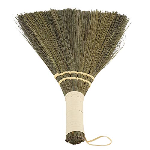 Fdit Household Little Broom, Manual Straw Braided Handmade Dust Floor Indoor Outdoor Rough Surface Floor Scrub Brush Sweeping Broom