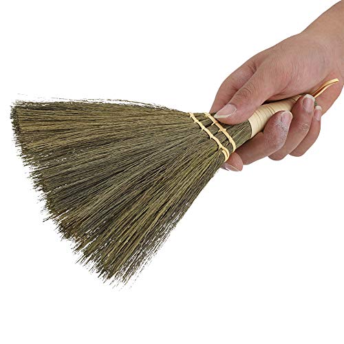 Fdit Household Little Broom, Manual Straw Braided Handmade Dust Floor Indoor Outdoor Rough Surface Floor Scrub Brush Sweeping Broom