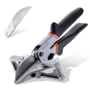 terizger miter shears for angular,quarter round cutting tool,multi angle miter shear cutter for wood chips, 0-135 degree adjustable, with 1 extra blade (miter shears)