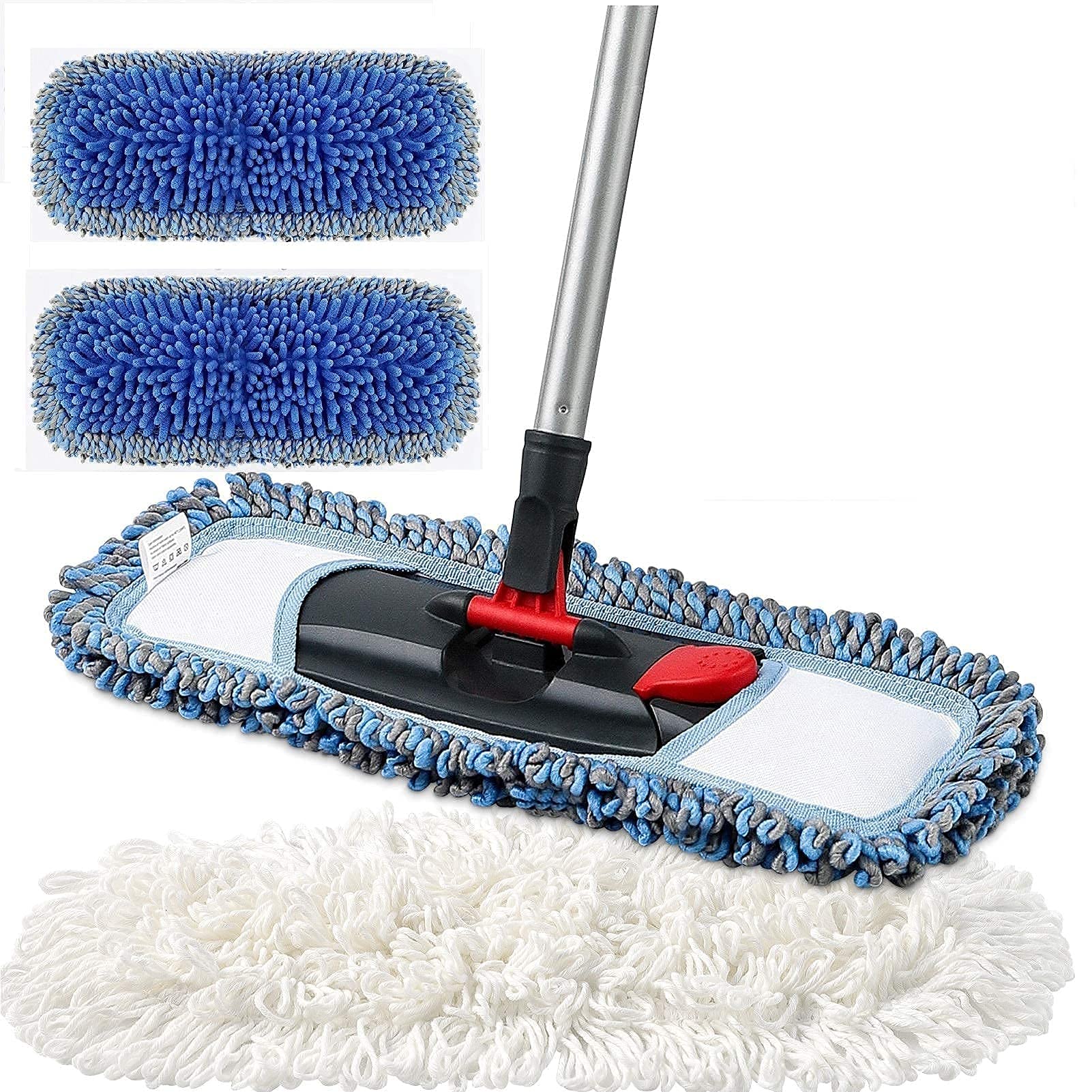 CLEANHOME Microfiber Floor Hardwood Mop with 4 Washable Pads,Professional Dust Wet Mop ,Flat Mop for Floor Cleaning Laminate Tile Marble Vinyl Kitchen Home