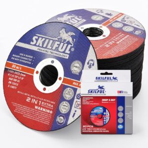 skilful cut off wheels 50 packs, 4 1/2 inch ultra thin cutting wheels anti-vibration angle grinder cutting discs for metal and stainless steel cutting