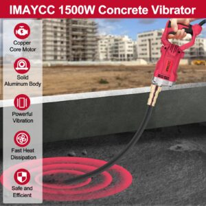 IMAYCC Concrete Vibrator 1500W Handheld Concrete Vibrating Tool with 6.6ft Shaft Rod Electric Concrete Vibrabrater 14400VPM Portable Power Concrete Vibrators for Various Concrete Construction