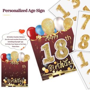 HOMENOTE 18Pcs Happy Birthday Yard Signs with Stakes, 2 x 5m LED Lights and Personalized Signs, 16” Large Size - Birthday Letters Signs for Yard Lawn Outdoor Birthday Decoration Party Supplies