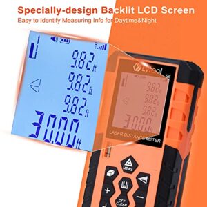 Laser Measure, Laser Measurement Tool (165ft/50M,M/in/Ft), Laser Measuring Tape, Portable Laser Meter, Backlit LCD with Mute Function Distance Measure, Pythagorean Mode, Measure Distance, Area &Volume