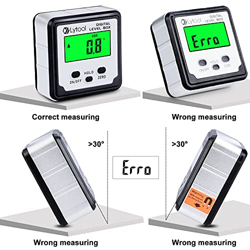 Digital Angle Finder Tool, Lytool Angle GaugeElectronic Level Tool with Bubble Level and Magnetic Base, Digital Inclinometer Angle Measuring Tool for Woodworking, Construction and Machinery