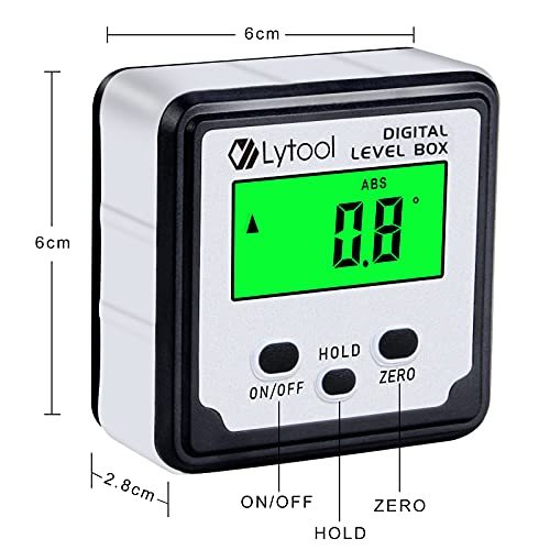 Digital Angle Finder Tool, Lytool Angle GaugeElectronic Level Tool with Bubble Level and Magnetic Base, Digital Inclinometer Angle Measuring Tool for Woodworking, Construction and Machinery