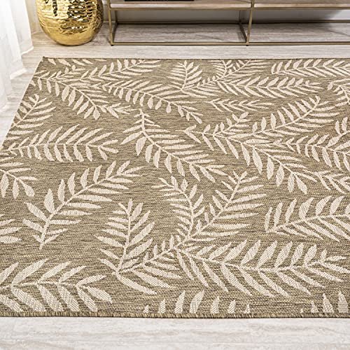 JONATHAN Y SMB119A-9 Nevis Palm Frond Indoor Outdoor Area-Rug Coastal Floral Easy-Cleaning Bedroom Kitchen Backyard Patio Non Shedding, 9 X 12, Brown/Beige