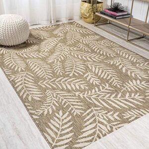 JONATHAN Y SMB119A-9 Nevis Palm Frond Indoor Outdoor Area-Rug Coastal Floral Easy-Cleaning Bedroom Kitchen Backyard Patio Non Shedding, 9 X 12, Brown/Beige