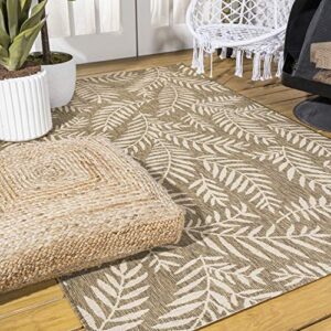 JONATHAN Y SMB119A-9 Nevis Palm Frond Indoor Outdoor Area-Rug Coastal Floral Easy-Cleaning Bedroom Kitchen Backyard Patio Non Shedding, 9 X 12, Brown/Beige