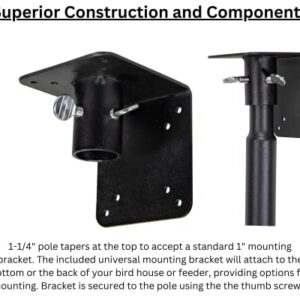 Universal Mounting Pole Kit - Great for Post-Mounted Bird Houses and Bird Feeders, Heavy Duty Pole with Threaded Connections with 12" Pole Extender