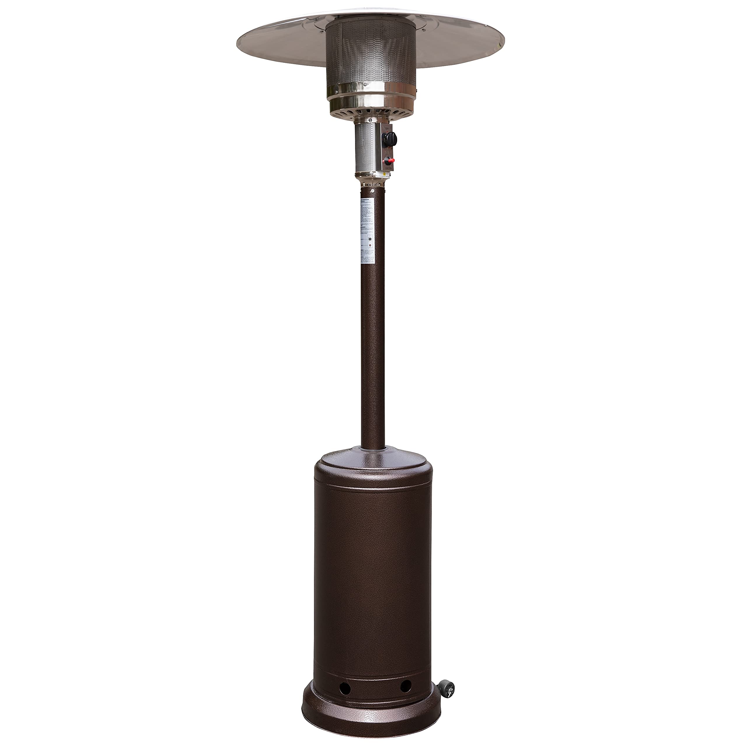 Flash Furniture Sol Patio Outdoor Heating-Bronze Stainless Steel 40,000 BTU Propane Heater with Wheels for Commercial & Residential Use-7.5 Feet Tall