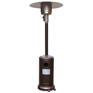 Flash Furniture Sol Patio Outdoor Heating-Bronze Stainless Steel 40,000 BTU Propane Heater with Wheels for Commercial & Residential Use-7.5 Feet Tall