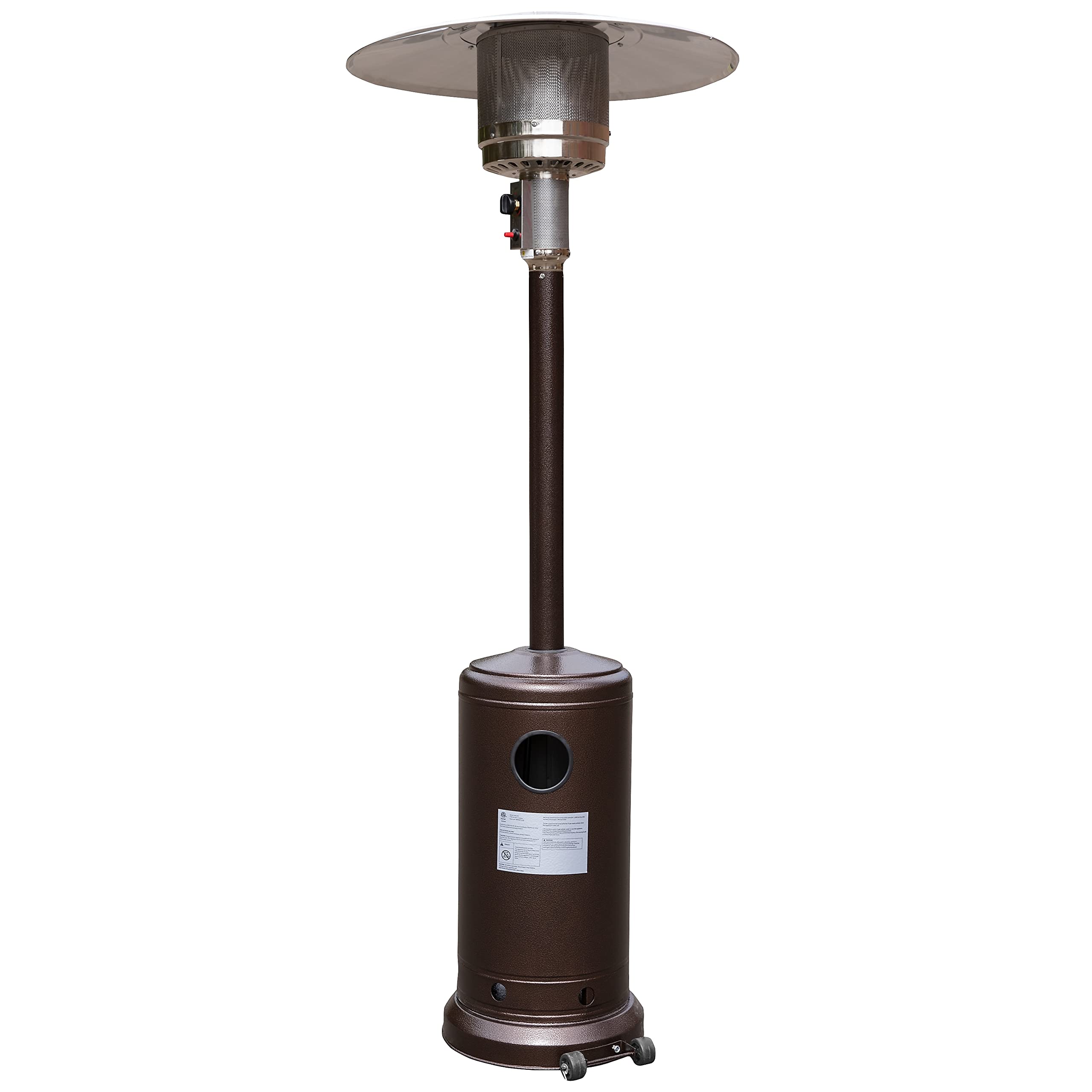 Flash Furniture Sol Patio Outdoor Heating-Bronze Stainless Steel 40,000 BTU Propane Heater with Wheels for Commercial & Residential Use-7.5 Feet Tall