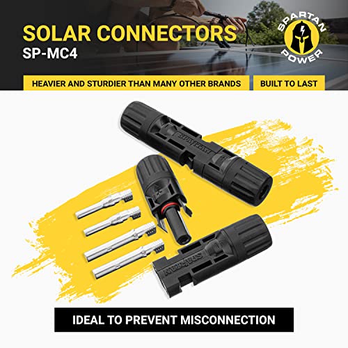 Spartan Power Solar Panel Connectors IP67 1000V 30A (Male & Female) for PV Solar Panels, 10 AWG - 14 AWG - Pack of 10