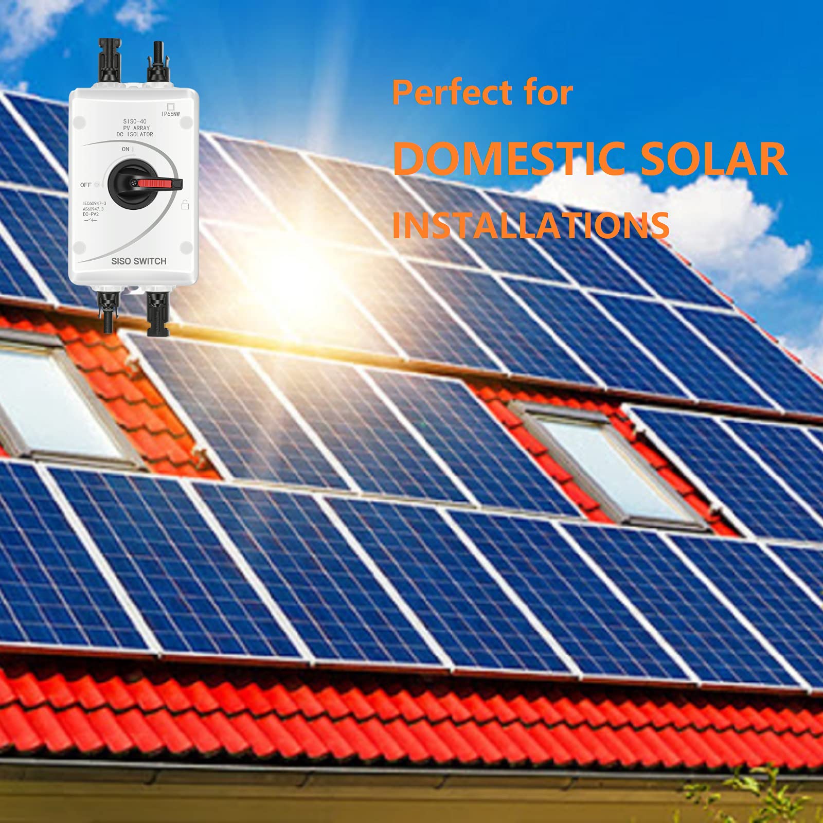 SolarEnz Solar Combiner Box 32A PV DC Isolator Switch DC Disconnect With Solar Connector Waterproof IP66 for RVs, Boats, and Off/On-Grid Solar Power System, Residential, Commercial Solar Installations