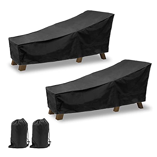 AGOOBO 2 Pack Patio Chaise Lounge Cover, Waterproof and UV Protection Durable Outdoor Back Patio Lounge Chair Cover, FurnitureStack-Able Chairs Cover with Storage Bag, Black