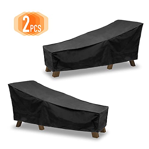 AGOOBO 2 Pack Patio Chaise Lounge Cover, Waterproof and UV Protection Durable Outdoor Back Patio Lounge Chair Cover, FurnitureStack-Able Chairs Cover with Storage Bag, Black