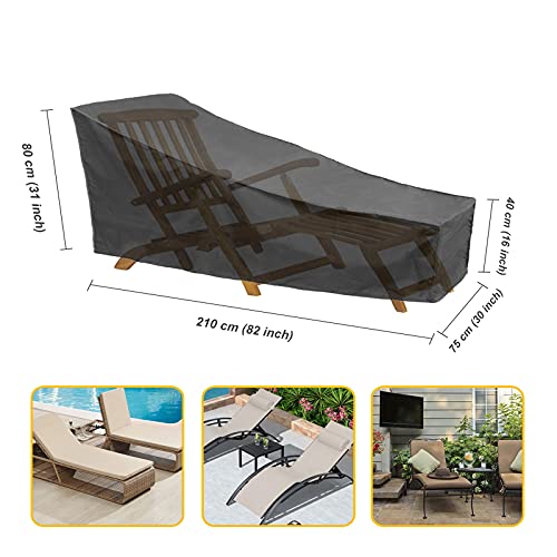 AGOOBO 2 Pack Patio Chaise Lounge Cover, Waterproof and UV Protection Durable Outdoor Back Patio Lounge Chair Cover, FurnitureStack-Able Chairs Cover with Storage Bag, Black