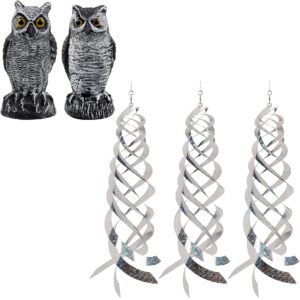 hausse 2 pack fake horned owl | 3 pack spiral reflectors silver mylar spinner