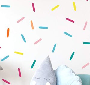 confetti sprinkles wall decals (1 inch x 5 inch confetti - 160 decals total) easy peel and stick matte finish removable decals safe on painted walls (bright)