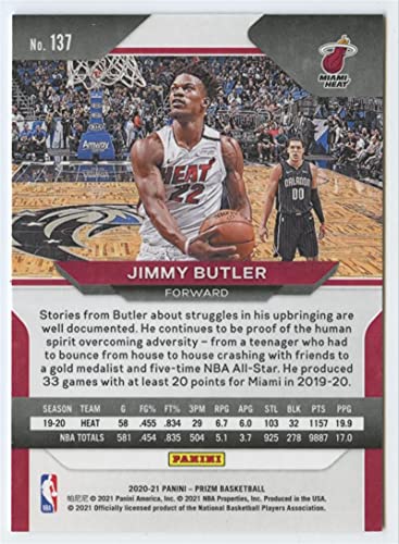 2020-21 Panini Prizm #137 Jimmy Butler Miami Heat Official NBA Basketball Trading Card in Raw (NM or Better) Condition