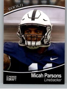 2021 sage hit premier draft #10 micah parsons penn state nittany lions pre rookie football trading card in raw (nm or better) condition