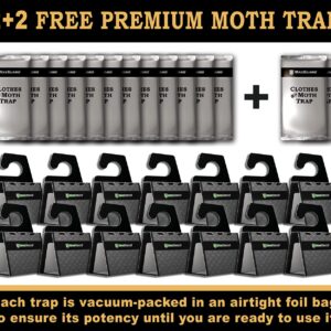 MaxGuard Clothes Moth Traps (12+2 Free Traps) Extra Strength Pheromones | Non-Toxic Sticky Glue Trap for Closets and Carpet Moths | No Mothballs | Lure, Trap and Kill Case-Bearing Webbing Moths |