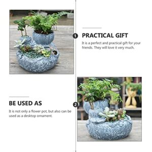 Cabilock Desktop Adornment Flowerpot Mini Flower Bed Resin Mini Bonsai Flowerpot