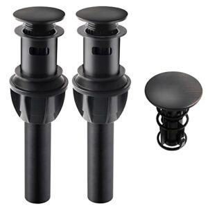 ifealclear 2 pack pop up bathroom sink drain stopper with overflow, push and seal drain stopper for faucet vessel, anti-explosion & anti-clogging pop up plunger sink drain assembly, oil rubbed bronze