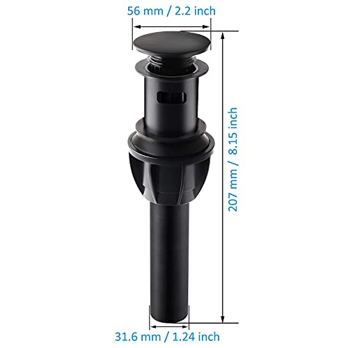 iFealClear 2 Pack Pop Up Bathroom Sink Drain Stopper with Overflow, Push and Seal Drain Stopper for Faucet Vessel, Anti-Explosion & Anti-Clogging pop up Plunger Sink Drain Assembly, Oil Rubbed Bronze