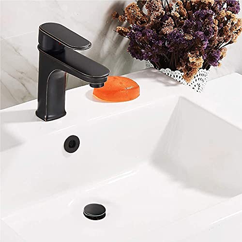 iFealClear 2 Pack Pop Up Bathroom Sink Drain Stopper with Overflow, Push and Seal Drain Stopper for Faucet Vessel, Anti-Explosion & Anti-Clogging pop up Plunger Sink Drain Assembly, Oil Rubbed Bronze