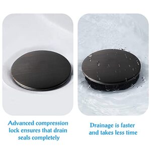 iFealClear 2 Pack Pop Up Bathroom Sink Drain Stopper with Overflow, Push and Seal Drain Stopper for Faucet Vessel, Anti-Explosion & Anti-Clogging pop up Plunger Sink Drain Assembly, Oil Rubbed Bronze