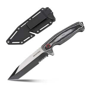 swiss+tech 4-1/2" fixed blade knife, full tang knife, durable blade&sheath, perfect for camping, outdoor and bush craft