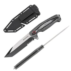 Swiss+Tech 4-1/2" Fixed Blade Knife, Full Tang Knife, Durable Blade&Sheath, Perfect for Camping, Outdoor and Bush Craft