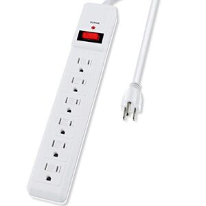 firmyuan power strip 6-outlet surge protector, 10ft, white