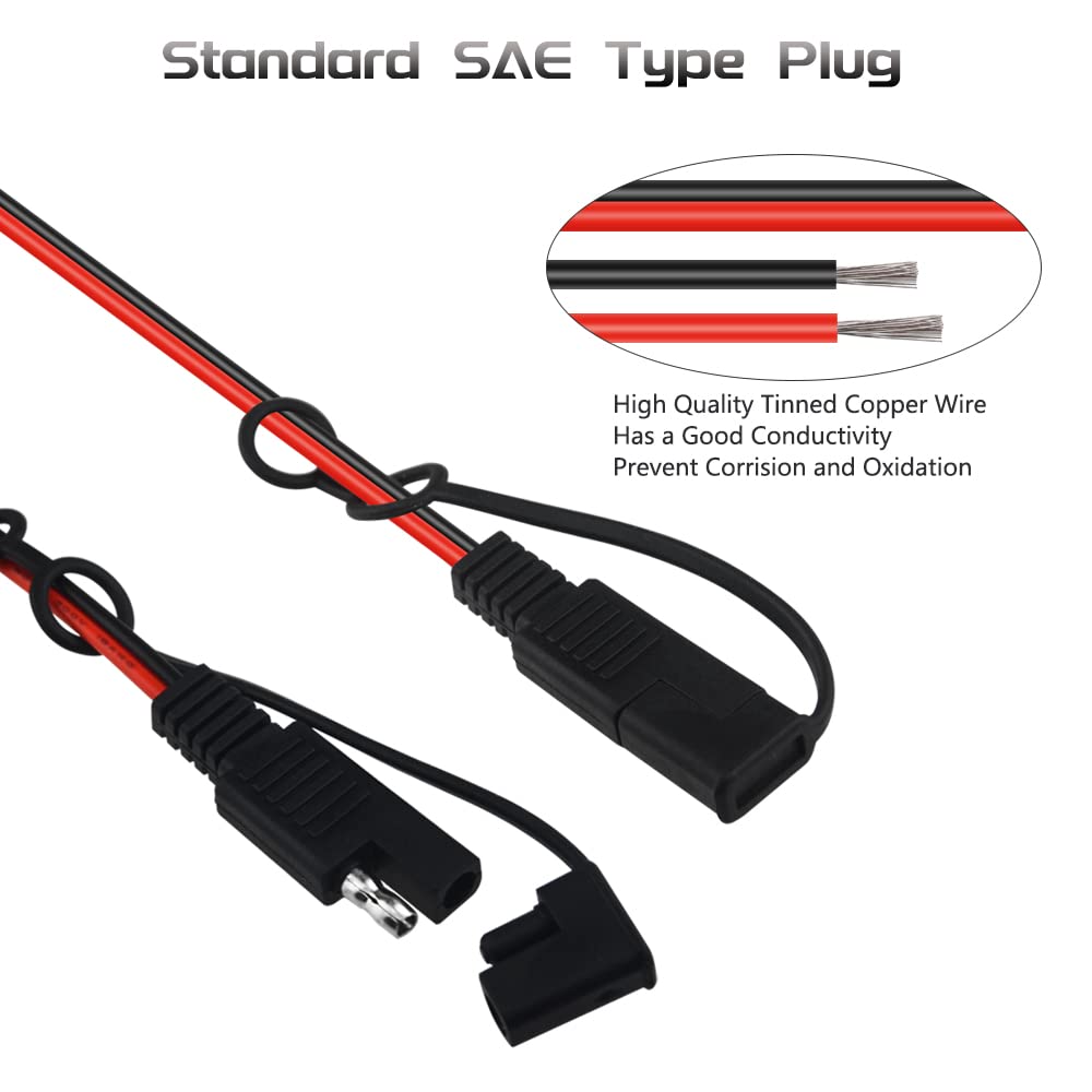 WMYCONGCONG 4 PCS SAE to SAE Extension Cable Quick Disconnect Wire Harness SAE Connector 3.28 Feet, 18 Gauge (3.28Ft)