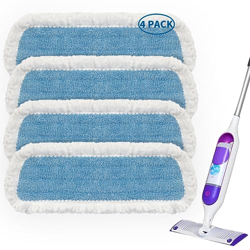 Reusable Mop Pads Refills for Swiffer Power Mop- MEXERRIS Microfiber Mop Pads Refills Washable Household Replacement Mop Pads Compatible with Swiffer Power Mop 13"-15" Spray Wet Mop - Blue 4 Pack