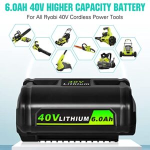 BiBiSi 6.0Ah 40V Replacement Lithium Battery Compatible with Ryobi 40V Battery OP4040 OP4050A OP4026 OP4030 OP4050 OP4060 Ryobi 40V Cordless Power Tools Battery