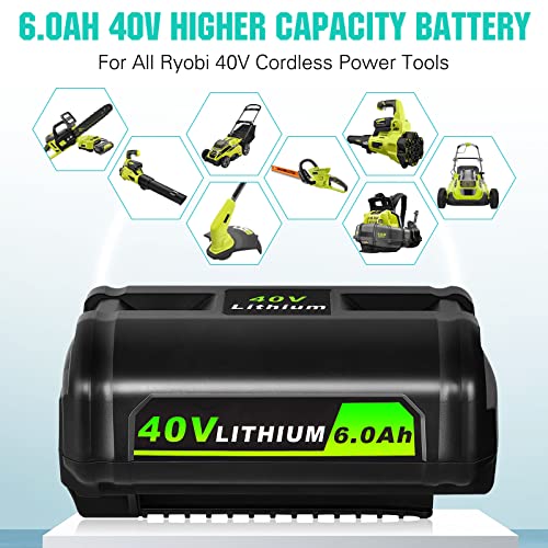 BiBiSi 6.0Ah 40V Replacement Lithium Battery Compatible with Ryobi 40V Battery OP4040 OP4050A OP4026 OP4030 OP4050 OP4060 Ryobi 40V Cordless Power Tools Battery