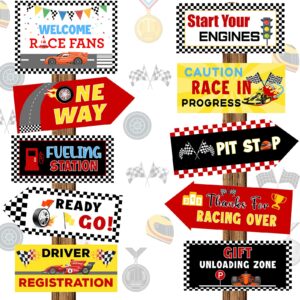 20 pieces race car party sign race car party themed directional signs funny race car sign car cutouts welcome yard outdoor wall sign party supplies photo props backdrop decoration party decor